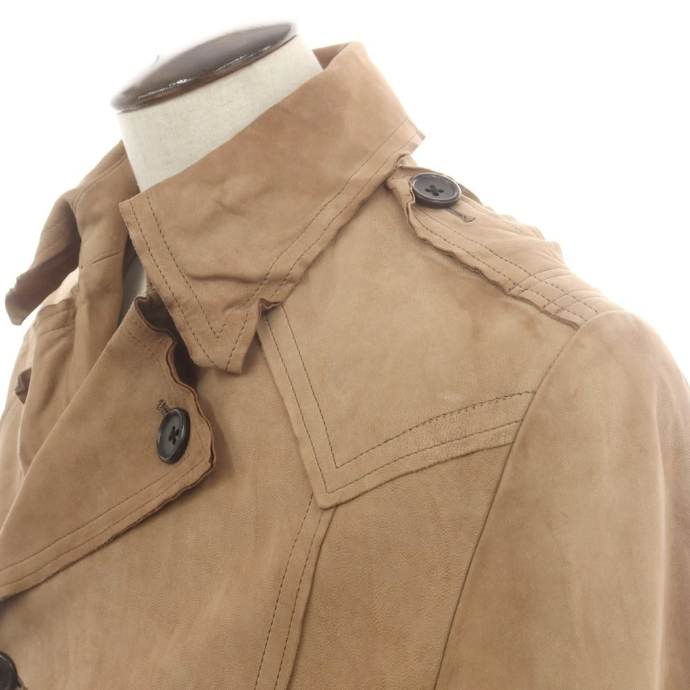 【中古】ゴーサンゴーイチプールオム 5351 POUR LES HOMMES ゴートレザー ウォッシャブル トレンチコート ブラウンベージュ【 3 】【 状態ランクC 】【 メンズ 】