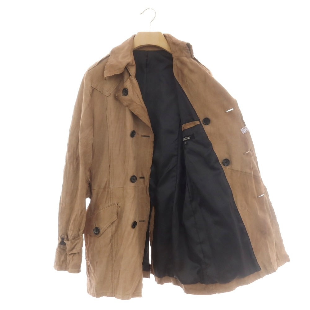 【中古】ゴーサンゴーイチプールオム 5351 POUR LES HOMMES ゴートレザー ウォッシャブル トレンチコート ブラウンベージュ【 3 】【 状態ランクC 】【 メンズ 】