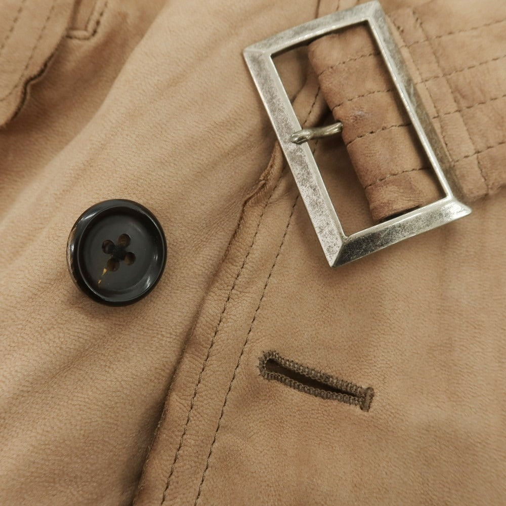 【中古】ゴーサンゴーイチプールオム 5351 POUR LES HOMMES ゴートレザー ウォッシャブル トレンチコート ブラウンベージュ【 3 】【 状態ランクC 】【 メンズ 】