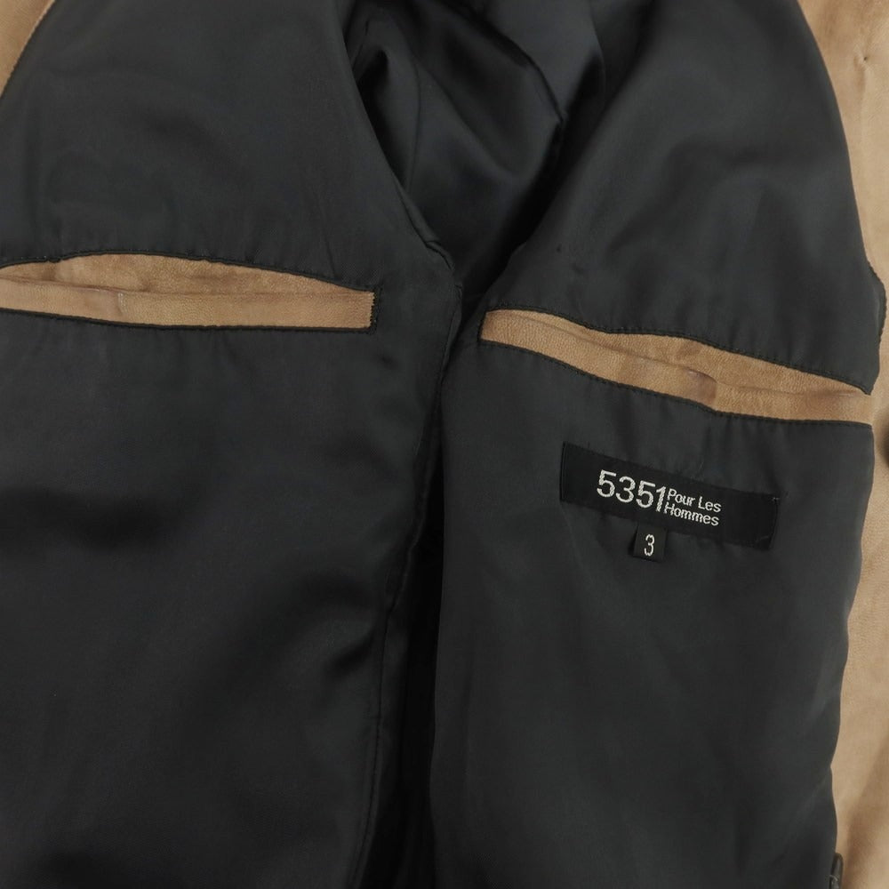 【中古】ゴーサンゴーイチプールオム 5351 POUR LES HOMMES ゴートレザー ウォッシャブル トレンチコート ブラウンベージュ【サイズ3】【 状態ランクC 】【 メンズ 】[CPD]