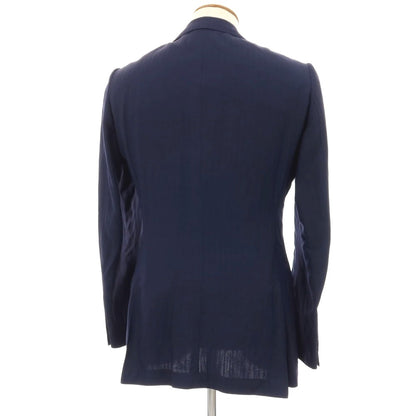 【中古】トゥモローランド TOMORROWLAND ウールリネン ヘリンボーンストライプ 2B テーラードジャケット ネイビー【サイズ48】【 状態ランクC 】【 メンズ 】