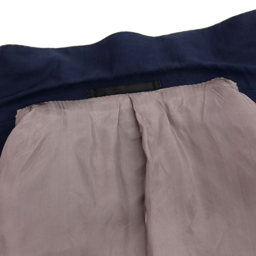 【中古】トゥモローランド TOMORROWLAND ウールリネン ヘリンボーンストライプ 2B テーラードジャケット ネイビー【サイズ48】【 状態ランクC 】【 メンズ 】