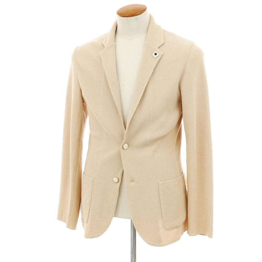 【中古】ラルディーニ LARDINI コットン 2B ニットジャケット ベージュ【サイズM】【 状態ランクB 】【 メンズ 】