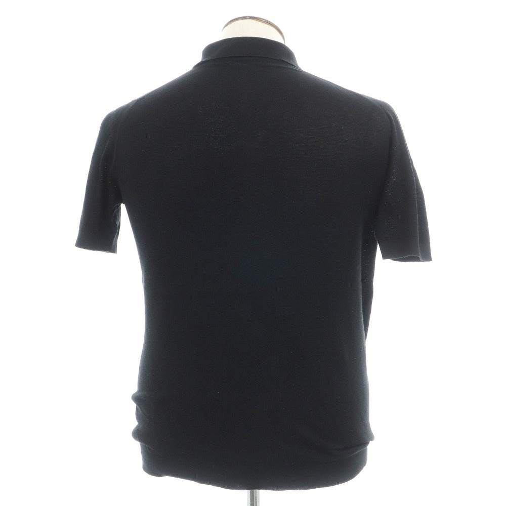 【中古】ジョンスメドレー JOHN SMEDLEY BEAMS F別注 コットン 半袖 ポロニット ブラック【サイズL】【 状態ランクC 】【 メンズ 】