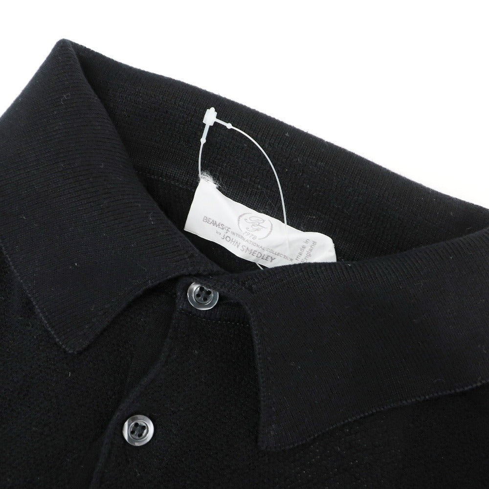 【中古】ジョンスメドレー JOHN SMEDLEY BEAMS F別注 コットン 半袖 ポロニット ブラック【サイズL】【 状態ランクC 】【 メンズ 】