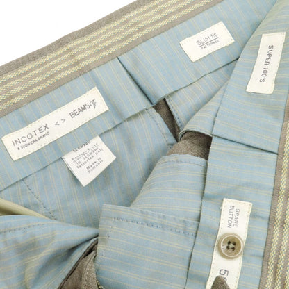 【中古】インコテックス INCOTEX BEAMS F別注 SUPER100‘S ウール ドレススラックスパンツ グレージュ【 50 】【 状態ランクD 】【 メンズ 】