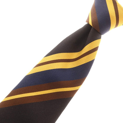 【中古】ジエレ GIERRE シルクコットン ストライプ柄ネクタイ ブラックxブラウン【 状態ランクB 】【 メンズ 】