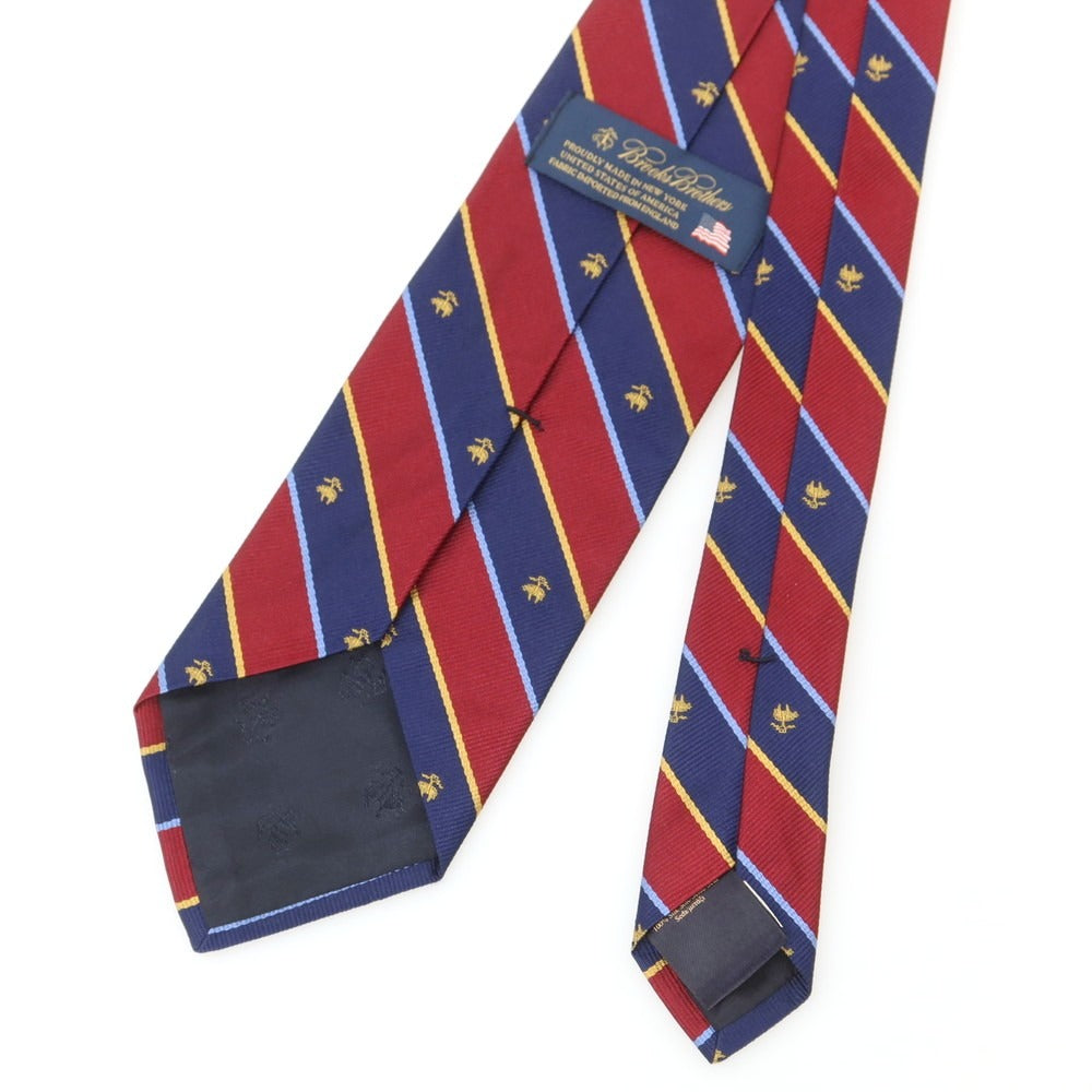 【中古】ブルックスブラザーズ Brooks Brothers シルク ストライプ柄ネクタイ ワインレッドxネイビー【 状態ランクB 】【 メンズ 】