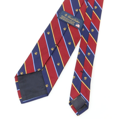 【中古】ブルックスブラザーズ Brooks Brothers シルク ストライプ柄ネクタイ ワインレッドxネイビー【 状態ランクB 】【 メンズ 】