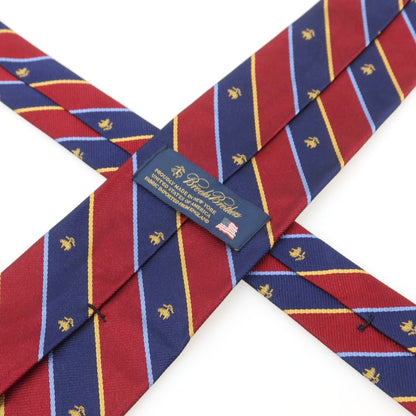 【中古】ブルックスブラザーズ Brooks Brothers シルク ストライプ柄ネクタイ ワインレッドxネイビー【 状態ランクB 】【 メンズ 】