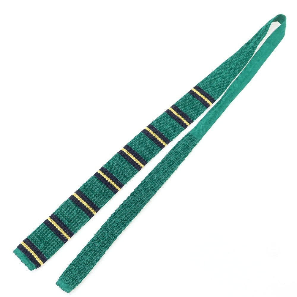 【中古】アスコット ASCOT BEAMS F別注 シルク ボーダー柄 ニットタイ ネクタイ グリーンxネイビー【 状態ランクB 】【 メンズ 】