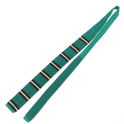 【中古】アスコット ASCOT BEAMS F別注 シルク ボーダー柄 ニットタイ ネクタイ グリーンxネイビー【 状態ランクB 】【 メンズ 】