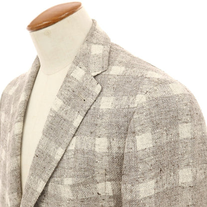 【中古】タリアトーレ TAGLIATORE リネンナイロン チェック 2B テーラードジャケット グレーxホワイト【サイズ48】【 状態ランクA 】【 メンズ 】