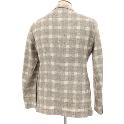 【中古】タリアトーレ TAGLIATORE リネンナイロン チェック 2B テーラードジャケット グレーxホワイト【サイズ48】【 状態ランクA 】【 メンズ 】