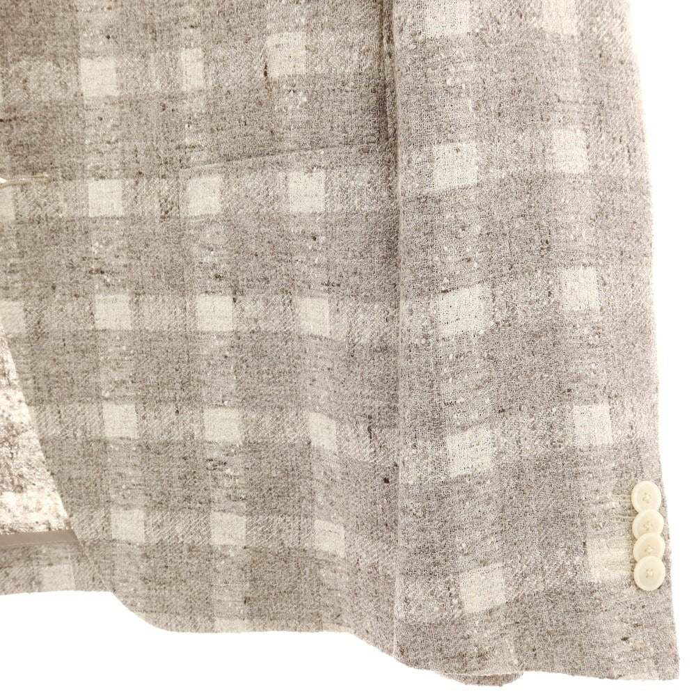 【中古】タリアトーレ TAGLIATORE リネンナイロン チェック 2B テーラードジャケット グレーxホワイト【サイズ48】【 状態ランクA 】【 メンズ 】