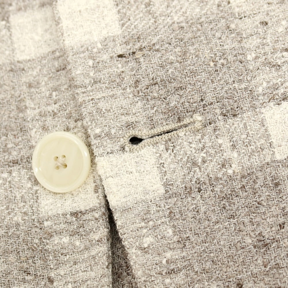 【中古】タリアトーレ TAGLIATORE リネンナイロン チェック 2B テーラードジャケット グレーxホワイト【サイズ48】【 状態ランクA 】【 メンズ 】