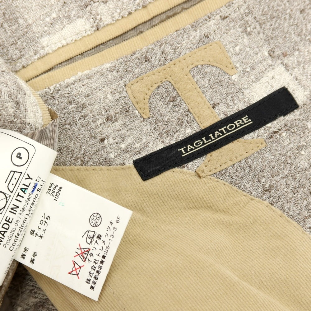 【中古】タリアトーレ TAGLIATORE リネンナイロン チェック 2B テーラードジャケット グレーxホワイト【サイズ48】【 状態ランクA 】【 メンズ 】