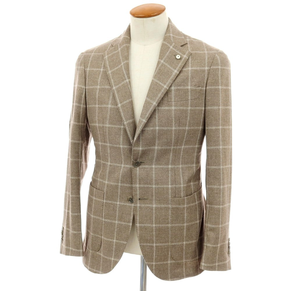 【中古】エルビーエム1911 L.B.M.1911 シルクウール チェック 2B テーラードジャケット ブラウングレーxホワイト【サイズ46】【 状態ランクA 】【 メンズ 】