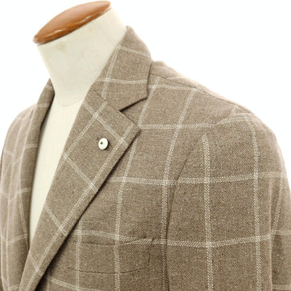 【中古】エルビーエム1911 L.B.M.1911 シルクウール チェック 2B テーラードジャケット ブラウングレーxホワイト【サイズ46】【 状態ランクA 】【 メンズ 】
