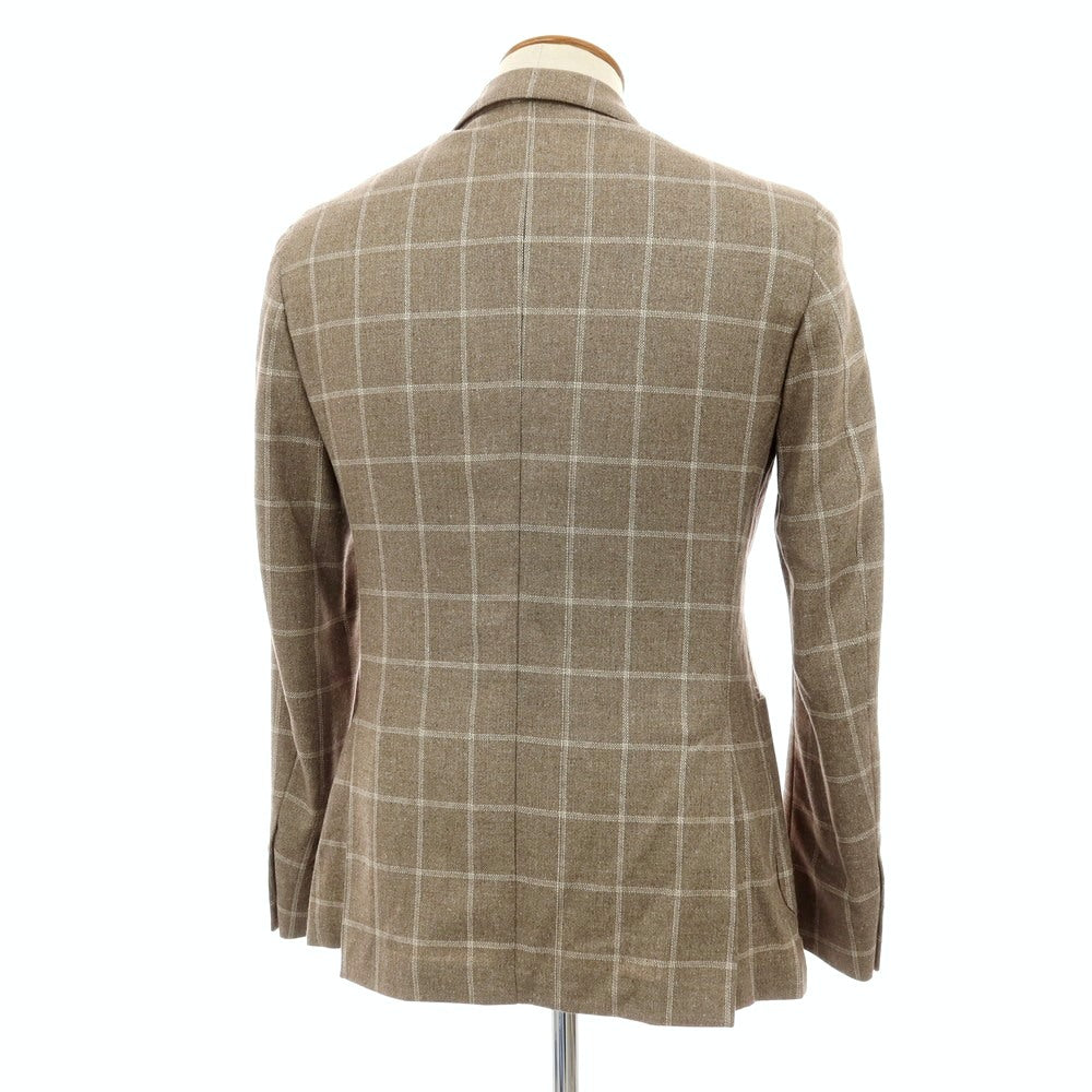 【中古】エルビーエム1911 L.B.M.1911 シルクウール チェック 2B テーラードジャケット ブラウングレーxホワイト【サイズ46】【 状態ランクA 】【 メンズ 】
