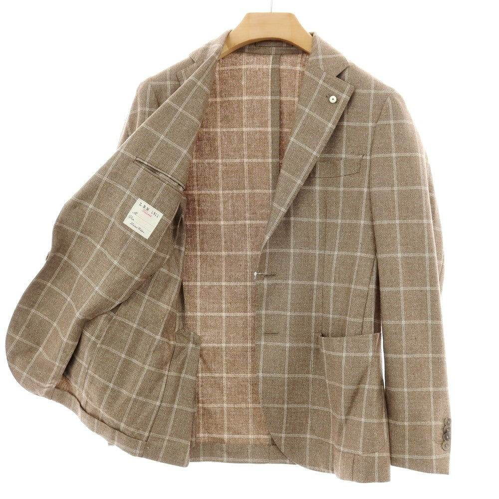 【中古】エルビーエム1911 L.B.M.1911 シルクウール チェック 2B テーラードジャケット ブラウングレーxホワイト【サイズ46】【 状態ランクA 】【 メンズ 】