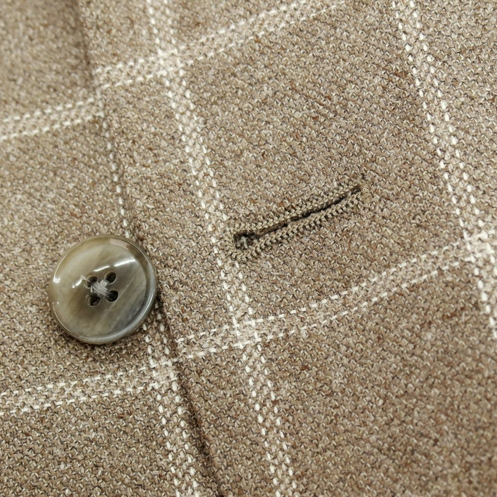 【中古】エルビーエム1911 L.B.M.1911 シルクウール チェック 2B テーラードジャケット ブラウングレーxホワイト【サイズ46】【 状態ランクA 】【 メンズ 】