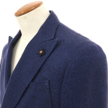 【中古】ラルディーニ LARDINI ウールリネン ダブル4B テーラードジャケット ネイビー【サイズ48】【 状態ランクA 】【 メンズ 】