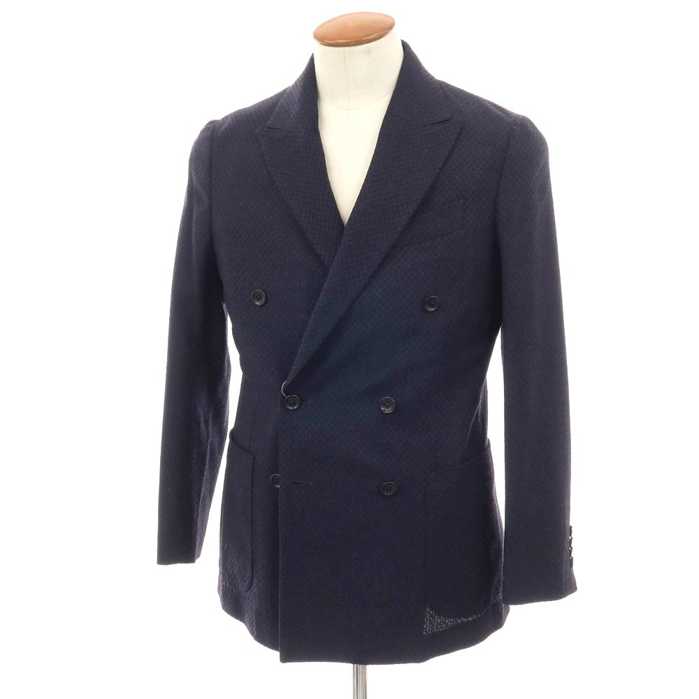 【中古】ラ クレスタ デ ドラゴーネ la cresta del DRAGONE ウールコットンナイロン ダブル6B テーラードジャケット ブラック【サイズ48】【 状態ランクA 】【 メンズ 】