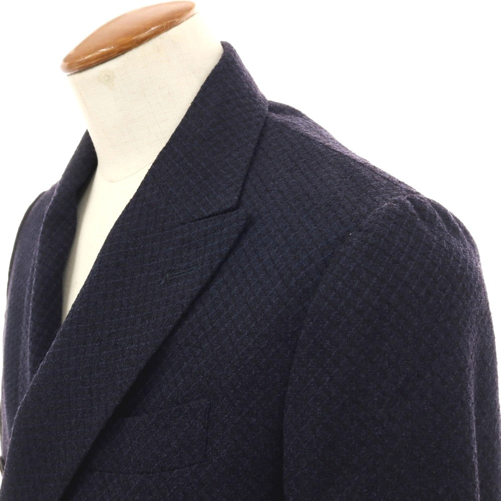 【中古】ラ クレスタ デ ドラゴーネ la cresta del DRAGONE ウールコットンナイロン ダブル6B テーラードジャケット ブラック【サイズ48】【 状態ランクA 】【 メンズ 】