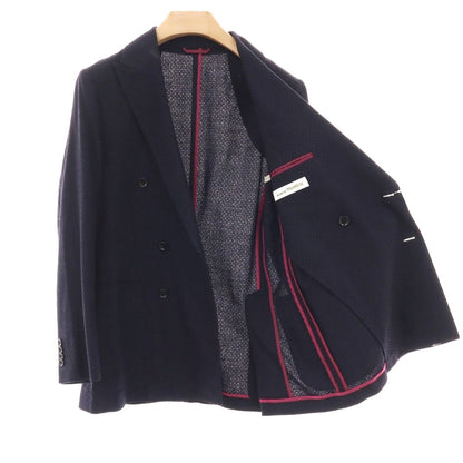 【中古】ラ クレスタ デ ドラゴーネ la cresta del DRAGONE ウールコットンナイロン ダブル6B テーラードジャケット ブラック【サイズ48】【 状態ランクA 】【 メンズ 】