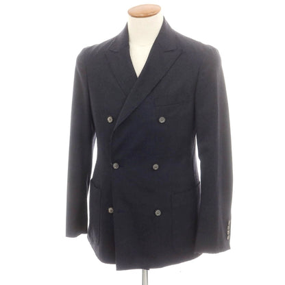 【中古】トゥモローランド TOMORROWLAND ストレッチウール ダブルジャケット ダークネイビー【 48 】【 状態ランクA 】【 メンズ 】