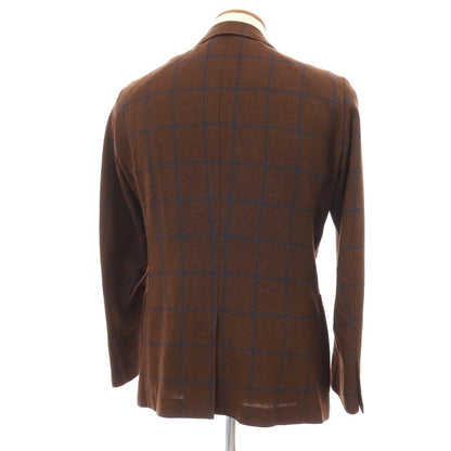 【中古】トゥモローランド TOMORROWLAND PILGRIM ウールシルクリネン ウィンドウペーンチェック 2B テーラードジャケット ブラウンxネイビー【サイズ48】【 状態ランクA 】【 メンズ 】