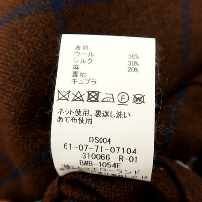 【中古】トゥモローランド TOMORROWLAND PILGRIM ウールシルクリネン ウィンドウペーンチェック 2B テーラードジャケット ブラウンxネイビー【サイズ48】【 状態ランクA 】【 メンズ 】