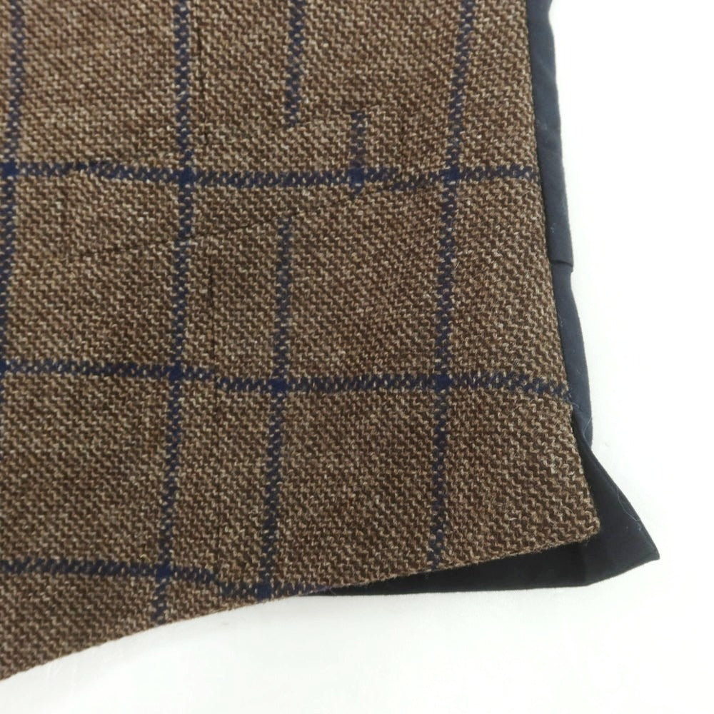 【中古】ラルディーニ LARDINI ウールカシミヤ チェック ドレス系ジレ ベスト ブラウンxネイビー【 48 】【 状態ランクA 】【 メンズ 】