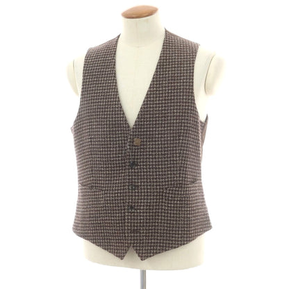 【中古】ラルディーニ LARDINI ウール チェック ドレス系ジレ ベスト ダークブラウンxホワイト【 48 】【 状態ランクA 】【 メンズ 】