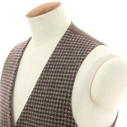 【中古】ラルディーニ LARDINI ウール チェック ドレス系ジレ ベスト ダークブラウンxホワイト【 48 】【 状態ランクA 】【 メンズ 】
