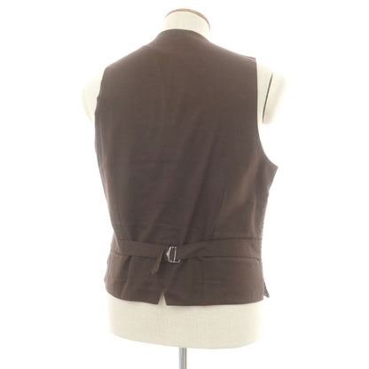 【中古】ラルディーニ LARDINI ウール チェック ドレス系ジレ ベスト ダークブラウンxホワイト【 48 】【 状態ランクA 】【 メンズ 】