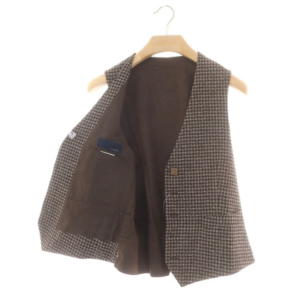 【中古】ラルディーニ LARDINI ウール チェック ドレス系ジレ ベスト ダークブラウンxホワイト【 48 】【 状態ランクA 】【 メンズ 】