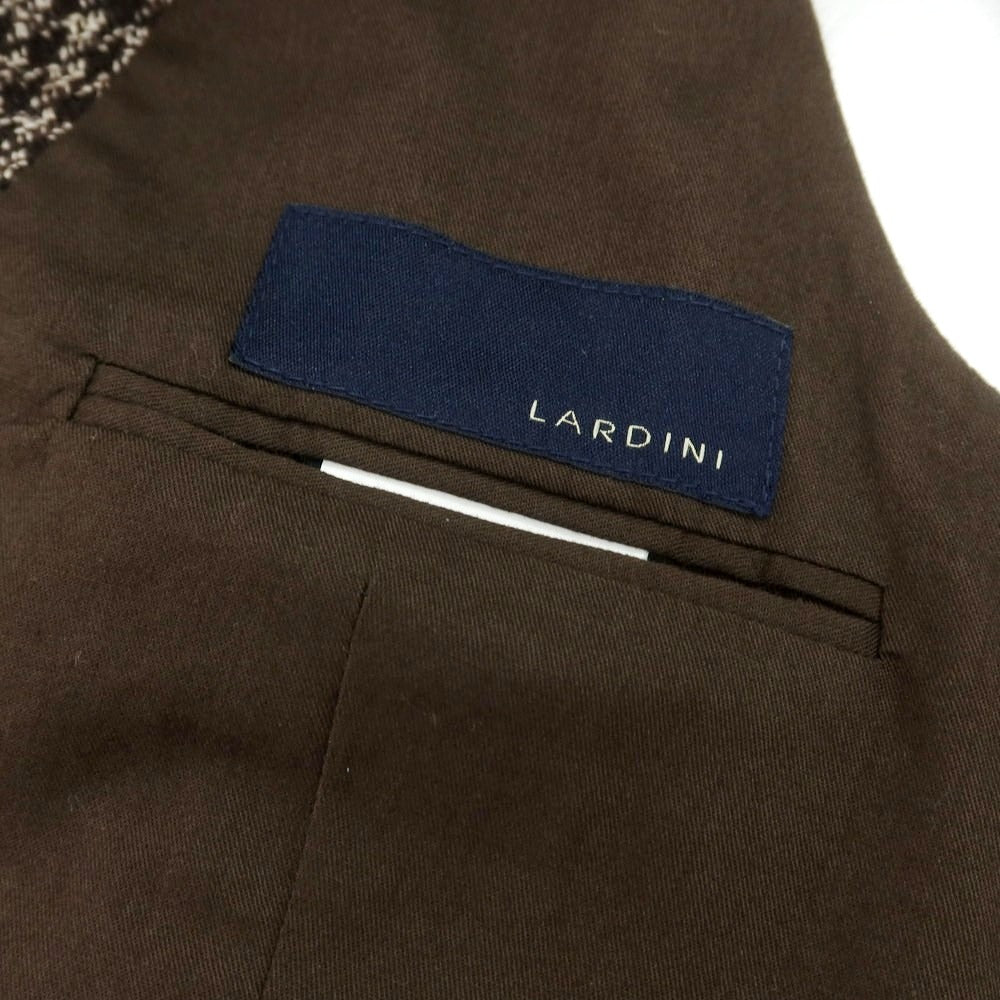 【中古】ラルディーニ LARDINI ウール チェック ドレス系ジレ ベスト ダークブラウンxホワイト【 48 】【 状態ランクA 】【 メンズ 】
