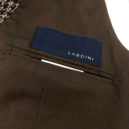 【中古】ラルディーニ LARDINI ウール チェック ドレス系ジレ ベスト ダークブラウンxホワイト【 48 】【 状態ランクA 】【 メンズ 】