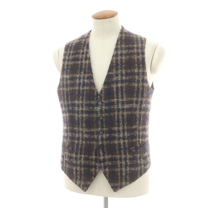 【中古】タリアトーレ TAGLIATORE ウールモヘヤ チェック ドレス系ジレ ベスト ブラウンxベージュ【 48 】【 状態ランクA 】【 メンズ 】
