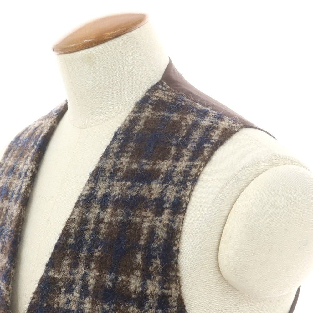 【中古】タリアトーレ TAGLIATORE ウールモヘヤ チェック ドレス系ジレ ベスト ブラウンxベージュ【 48 】【 状態ランクA 】【 メンズ 】