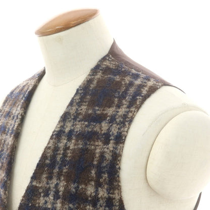 【中古】タリアトーレ TAGLIATORE ウールモヘヤ チェック ドレス系ジレ ベスト ブラウンxベージュ【 48 】【 状態ランクA 】【 メンズ 】
