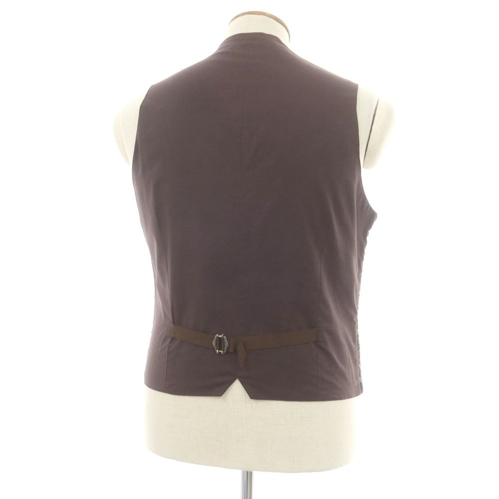 【中古】タリアトーレ TAGLIATORE ウールモヘヤ チェック ドレス系ジレ ベスト ブラウンxベージュ【 48 】【 状態ランクA 】【 メンズ 】