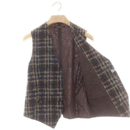 【中古】タリアトーレ TAGLIATORE ウールモヘヤ チェック ドレス系ジレ ベスト ブラウンxベージュ【 48 】【 状態ランクA 】【 メンズ 】