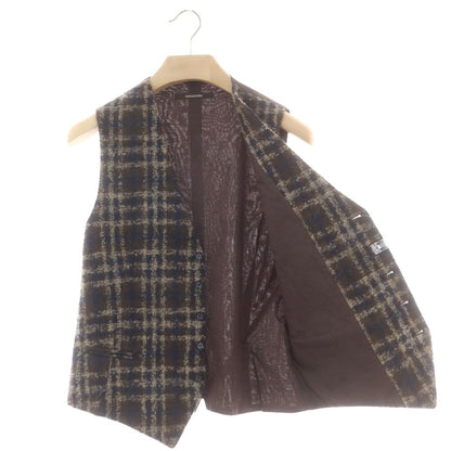【中古】タリアトーレ TAGLIATORE ウールモヘヤ チェック ドレス系ジレ ベスト ブラウンxベージュ【 48 】【 状態ランクA 】【 メンズ 】