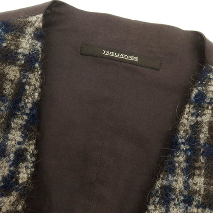 【中古】タリアトーレ TAGLIATORE ウールモヘヤ チェック ドレス系ジレ ベスト ブラウンxベージュ【 48 】【 状態ランクA 】【 メンズ 】