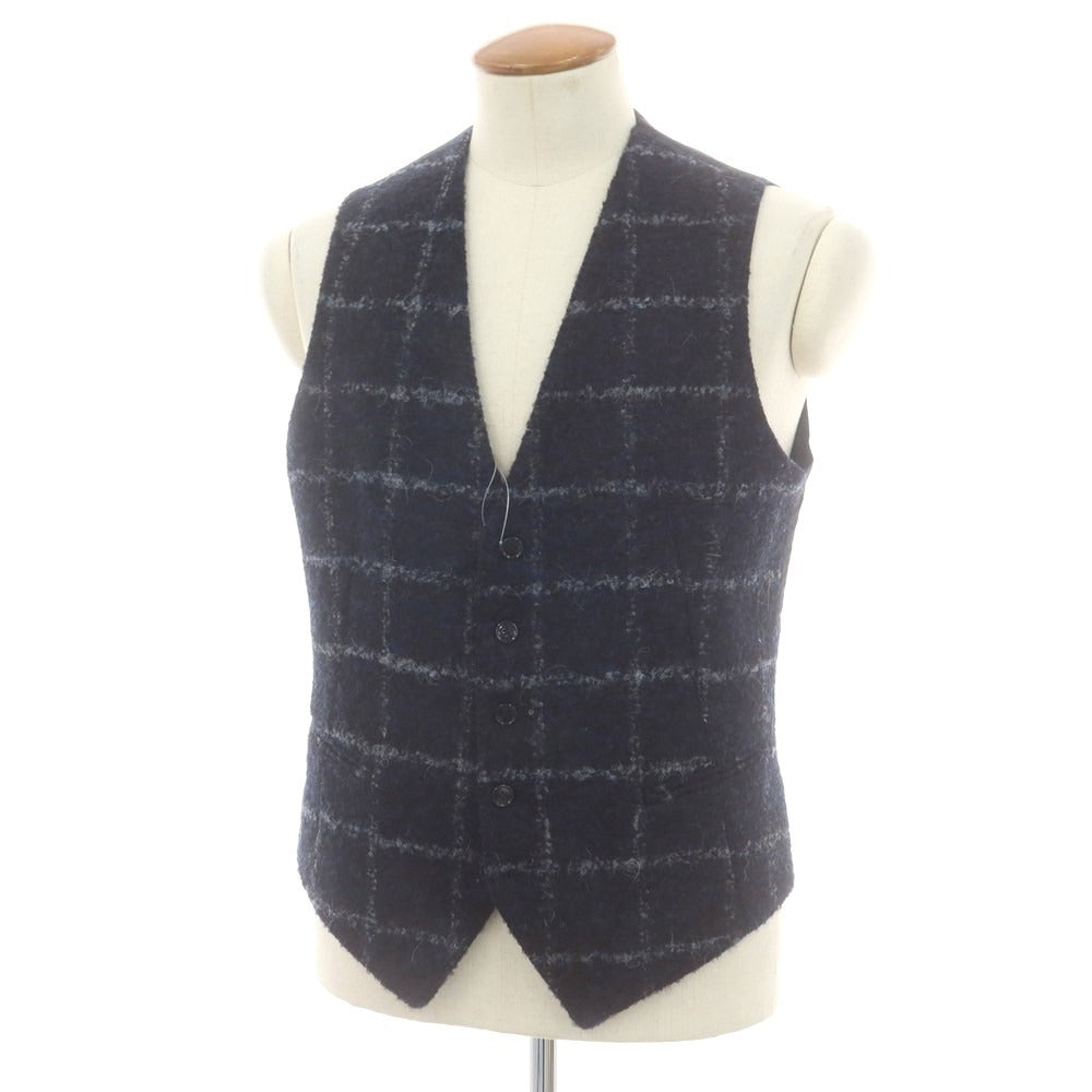 【中古】タリアトーレ TAGLIATORE ウールポリエステル チェック ドレス系ジレ ベスト ダークネイビーxグレー【 サイズ48 】【 状態ランクB 】【 メンズ 】 [BPD]