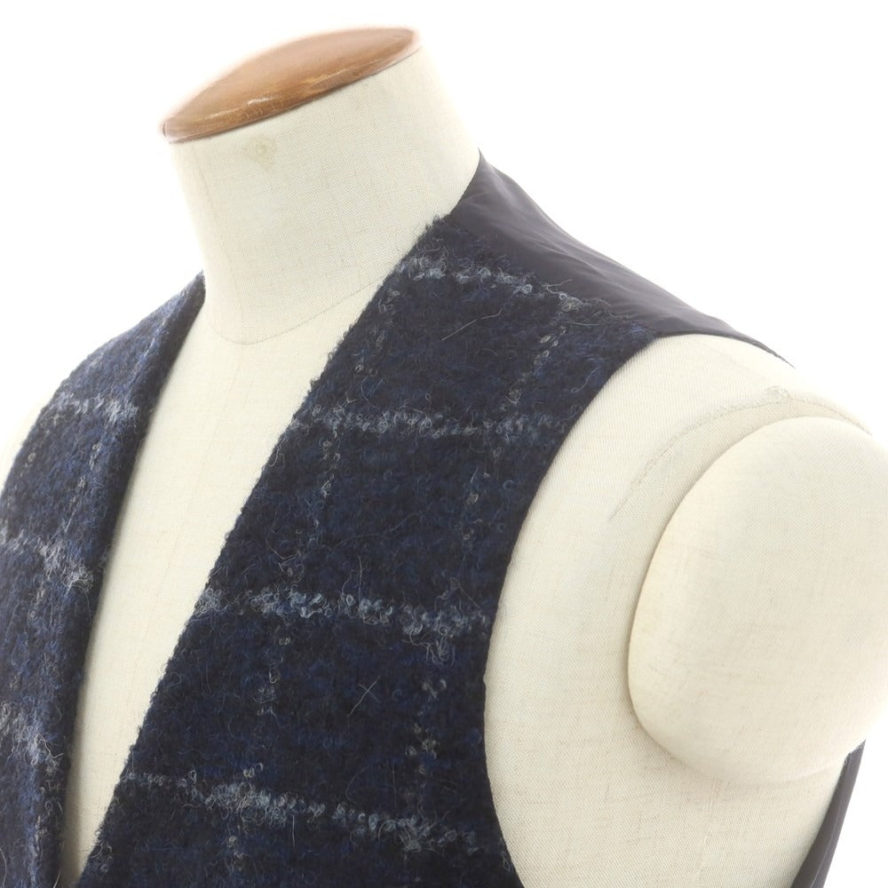【中古】タリアトーレ TAGLIATORE ウールポリエステル チェック ドレス系ジレ ベスト ダークネイビーxグレー【 48 】【 状態ランクB 】【 メンズ 】