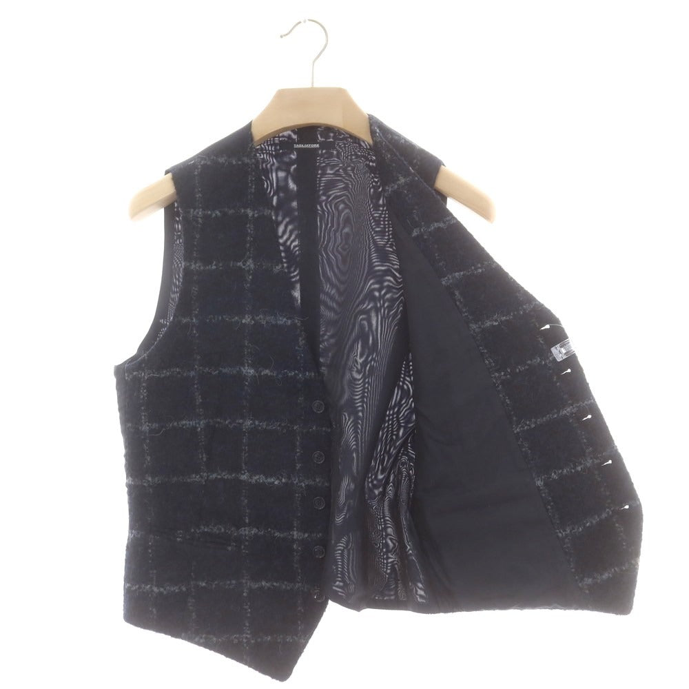 【中古】タリアトーレ TAGLIATORE ウールポリエステル チェック ドレス系ジレ ベスト ダークネイビーxグレー【 サイズ48 】【 状態ランクB 】【 メンズ 】 [BPD]